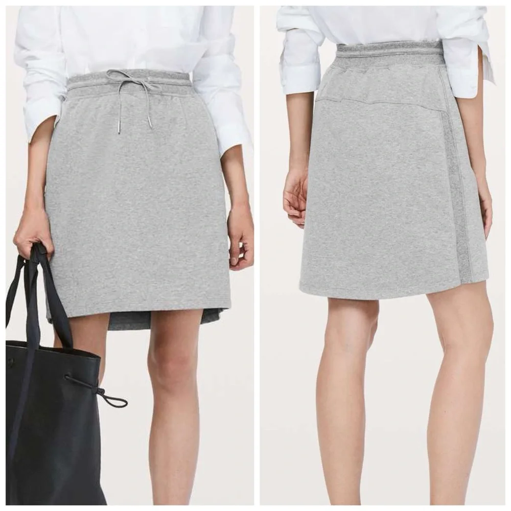 Lululemon Start Anew Skirt Heathered Medium Grey Pull On Casual. B24